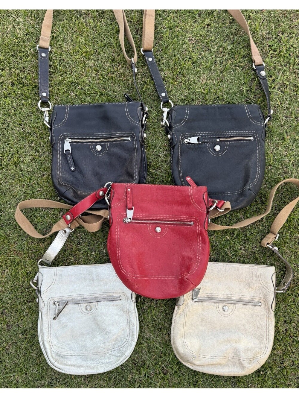 B. Makowsky Genuine Leather Crossbody Purse Lot – Set of 5 Casual Shoulder Bags